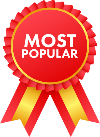 Most popular badge, ribbon isolated on white background, sti